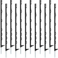 Sintuff 50 Pack Electric Fence Posts, 40 Inch Plastic Step in Heavy Duty Sturdy Fence Posts for Farm Garden Yard Temporary Outdoor Wire Fencing(Black) - color: Black