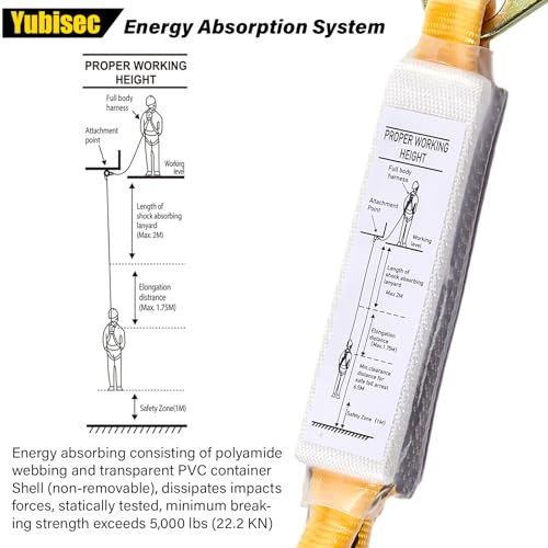 Rope Harness Safety Lanyard 100FT, Vertical Lifeline Assembly | Grab Snap Hooks Shock Absorber, Fall Protection Tree Climbing Lifeline Kit, Heavy Duty Roof Safety - size: 100FT