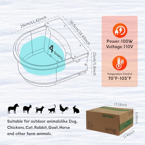 Automatic Heated Horse Waterer Bowl, 4L Large Capacity Farm Heated Water Bowl Constant Temperature Dispenser with Float Control for Pet Dog Goat Chicken and Other Animals,Outdoor Thermal-Bowl,Blue