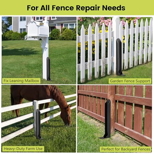 2 Pack Fence Post Repair Kit, Heavy Duty Steel Ground Spike Anchor for Fixing Leaning or Broken 4x4 & 6x6 Wood Posts, No Dig Drive-in Support for Yard, Garden & Fence - size: 2 Pack
