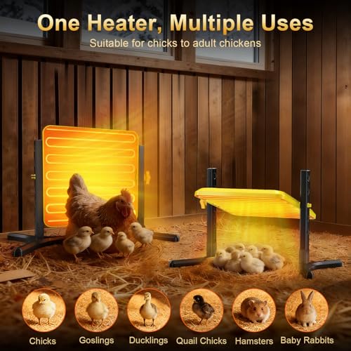 Brooder Plate for Chicks, 50–158℉ Chick Heat Plate with Smart Thermostat, UL Certified Radiant Heating Panel Brooder Heater, 5 Adjustable Heights & 360° Angle for Poultry Brooding & Chicken Coop Use - color: Elegant Yellow