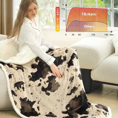 Heated Blanket Throw Blanket - Fast Heating Electric Blanket, Soft Heated Throw with 4 Time Settings,10 Heating Settings, Warm Gifts for Women Mom Grandma(50" x 60" Light Brown) - color: 03 - Brown Ombre-beige, size: Throw 50" x 60"