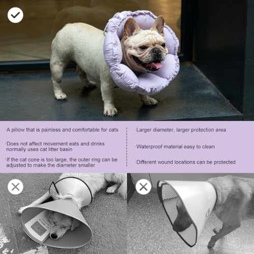 Dog Cone Collar Stress-Free Recovery Cone Alternative: Adjustable Depth & Diameter for Wide-Neck Dogs (Pugs, Bulldogs, Bullies) Purple Flower XL-B - color: purple, size: XL-B
