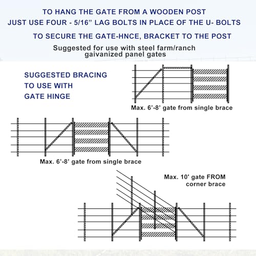 MorningRo 1 Set T Post Gate Hinge Pins Set Steel Farm Gate Hanger Hardware from a Metal T Post, for Ranch, Garden, Backyard, Install Easy