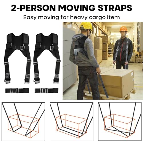 Furniture Moving Straps with Chest Buckle,Lifting Strap for 2 Movers,Shoulder Moving Straps with 1-Person Lifting Strap, Adjustable Easily Lifting and Moving for Mattresses, Appliances, Heavy Object - color: Black