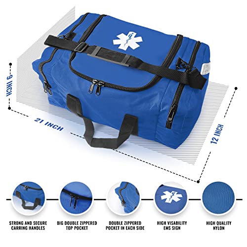 ASA TECHMED Large EMT First Responder Trauma Medical Bag Empty for Home 21x12x9 Inches, Office, School, EMTs, Paramedics, First Responders, Blue - color: Blue