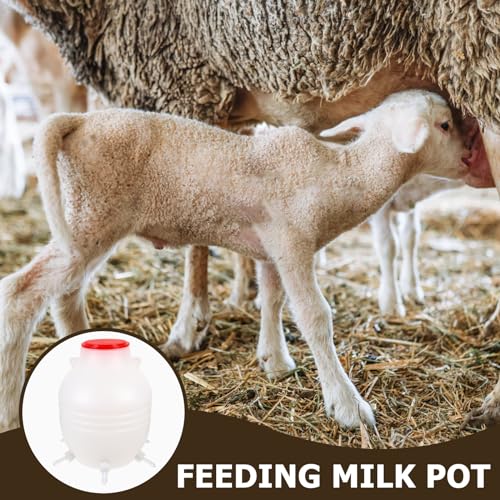 Mipcase Silicone Lamb Feeding Bottle Lamb Feeder Bucket with 8 Nipples Large Capacity Milk Feeder for Baby Goats Sheep Pig Dog Mule Donkey Horse Farm Animal Feeding Supplies