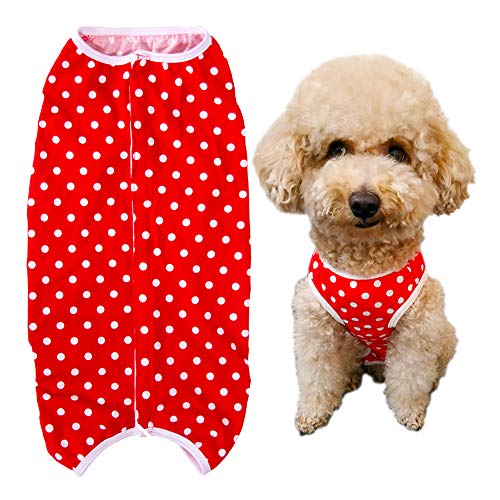 Dog’s Recovery Suit Post Surgery Shirt for Puppy, Wound Protective Clothes for Little Animals(red spot-XXS) - color: red spot, size: XX-Small