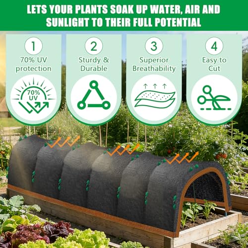 KJX 118"x79" Garden Shade Kit, 70% Garden Sun Shade Cloth with Hoops | Garden Shade Kit for Plants Heat Protection, Raised Garden Bed Shade Cover Plant Sun Shade for Outdoor Plants Vegetables - size: 118"x79" Shade Cloth-1 Pack