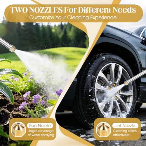 Jet Nozzle for Garden, High Pressure Washer Tools with 2 Different Nozzles and Hose Quick Connectors, Quick Connect Flexible Wand Lance for Gutter Patio Car Pet Window Garden Cleaning at Home