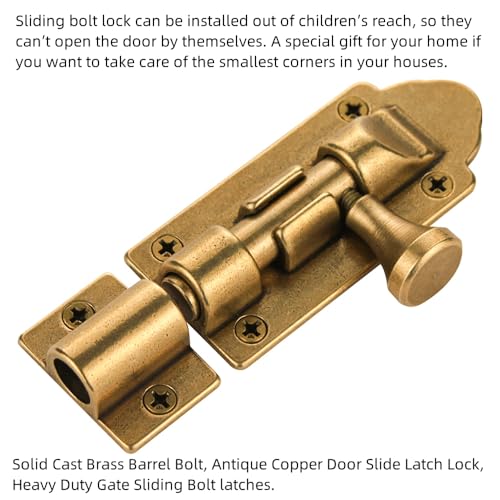 Antique Barrel Bolt Buckle Heavy Duty,Solid Brass Thickened Door Latch (Bronze Upgrade) - color: Bronze Upgrade