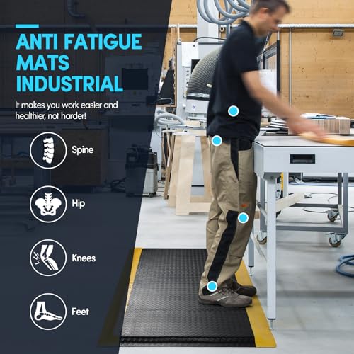 Anti Fatigue Mat 2x5 Ft 15/16" Thick Soft Sponge Ergonomic Mat | Stable Comfort Endurance Floor Mat Layered Support Rugged Diamond Relief Steady Standing Mat for Farm Grooming Salon - size: 59.9"L x 23.6"W x 0.9"Th