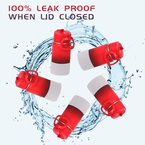 Volhoply 14oz KIds Stainless Steel Insulated Leakproof Water Bottle with Straw Lid and Silicone Boot,BPA-Free Easy Use for Boys&Girls,Double Wall Vacuum Bottles(Red Purple,1) - color: Red Purple