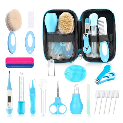 Baby Healthcare and Grooming Kit for Newborn Kids, 24PCS Upgraded Safety Baby Care Kit, Newborn Nursery Health Care Set, Baby Care Products - style: BLUE-24
