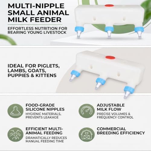 GLOGLOW 3L Goat Milk Feeder, 3 Nipples Hanging Milk Feeding Bucket | 3 Pacifier Small Animal Milk Feeder Farm Drinking Equipment for Professional Breeders Farmers Pet Care Experts