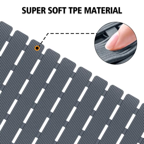 MBOSS Bathtub Mat Non Slip,Super Soft Bath Mat for Tub 24 X 24 Inch,Shower Mat with Suction Cups and Drain Holes,Non Slip Bathtub Mat for Elderly - color: Dark Gray
