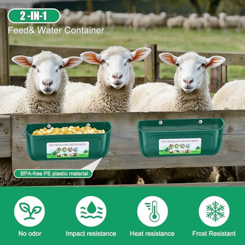 Chicken Feeder Waterer, 10 Pack Duck Feeder Supplies, Hanging Fence Feed Trough with Clips for Goat, Sheeple, Piglet, Gooses, Turkeys, Dog Livestock Poultry,Green - color: 10 pack Green