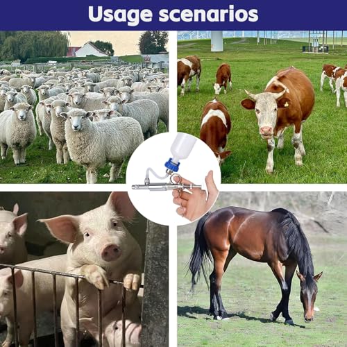 5ml Stainless Steel Livestock Syringe Adjustable Injection Gun with Needle | Multi-Use for Cattle Horse Sheep Pig & Poultry