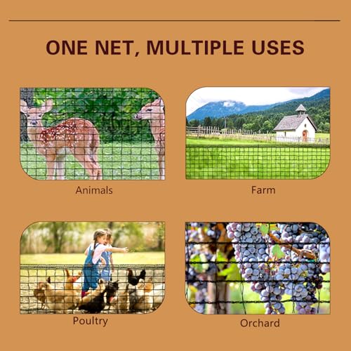 Deer Fence Netting,Plastic Mesh Fence 6.5x50ft,Reinforced Edges 55gsm Heavy Duty Animal Barrier,Ideal for Garden Netting,Against Bird,Temporary Fence,Fruit Plant Protection,Black - size: 6.5ft*50ft