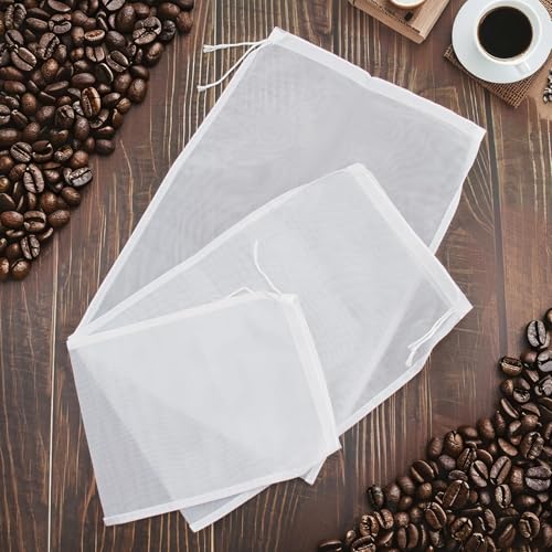 Cheese Cloth Bag For Straining Reusable Nut Milk Bags Nylon Washable Fine Mesh Strainer Bags for for Almond Yogurt Juice Cheese Making Cold Brew Coffee Beer Tea (15Pcs（3 Size）)