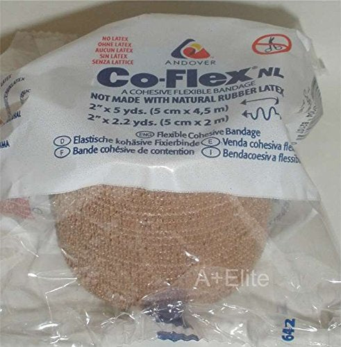 ANDOVER CO-FLEX NL 2x5Yds Tan Flesh 3-PACK Cohesive Flexible Elastic Latex Free Bandage Compression Self Adherent Wrap Adults Children Animals Pets Cats Dogs Horses 5200TN by Coflex