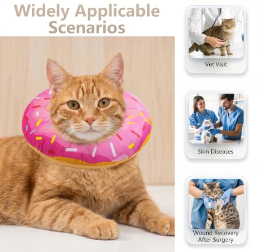 Cat Cone Collar Soft, Adjustable Cat Recovery Cone (Pink, S) | Stop Licking, Cute Kitten Donut Collar After Surgery, Elizabethan Collars for Kittens, Lightweight Cats Neck Cones - color: Pink, size: Small