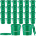 Tioncy 24 Pcs 2 Gallon Plastic Buckets with Lids and Handles,Green | Storage Pails for Paint, Cleaning, Organizing, Durable Containers, Metal Handles, Plastic Material - color: Green