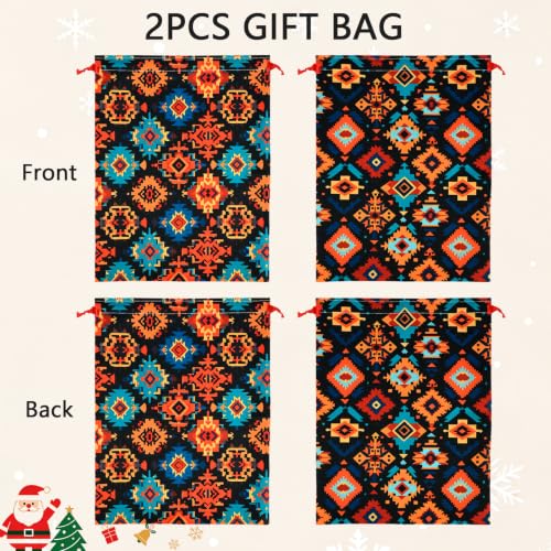 KzgtY Aztec 2PCS Gift Bags with Drawstring, 16 x 12 Inch Reusable Present Sacks for Christmas,Brithday, Holidays,Parties & Gift Packaging - color: Aztec