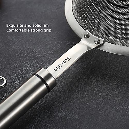 304 Stainless Steel Fine Mesh Strainers for Kitchen, Colander-Skimmer with Handle, Sieve Sifters for Food, Tea, Rice, Oil, Noodles, Fruits, Vegetable 5.51 inch Medium - size: 5.51 inch Medium