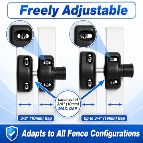 Magnetic Gate Latch, Lockable Side Pull for Wood Vinyl Metal Gates for Home, Yard & Garden Fences（Black）