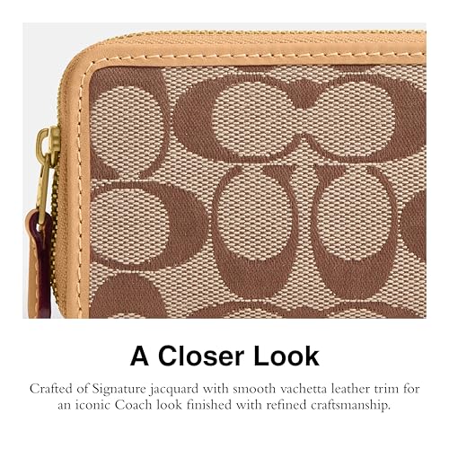 Coach Small Zip Around Card Case - color: Khaki Light Peach, size: One Size