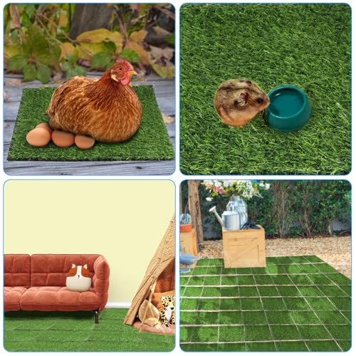 Kalekey 10 Pack Nesting Pads for Chicken Coop, 12"x12" Nesting Box for Laying Eggs, Washable Artificial Grass for Chicken Hen Small Pets on Garden Lawn Indoor Outdoor - size: 10 Pack