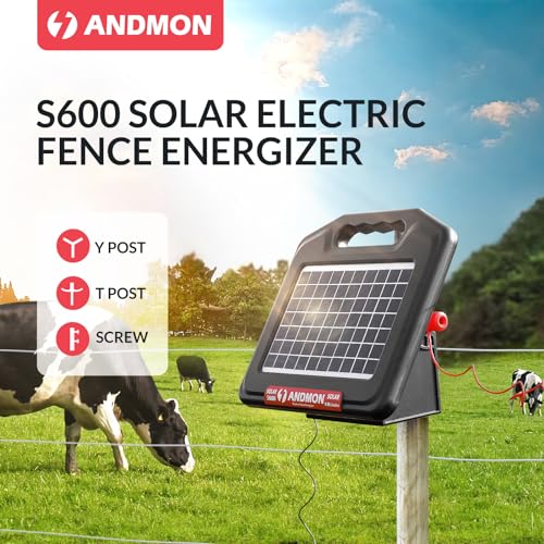S700 35 Miles Solar Fence Charger, 0.76 Joule Solar Electric Fence Charger for Livestock, Horses, Cattle Sheep, Solar Powered Electric Fence with Dual Input, Easy Installation