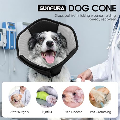 Soft Cone, Large Dog Cone Alternative for Recovery, Black - color: Black, size: Large