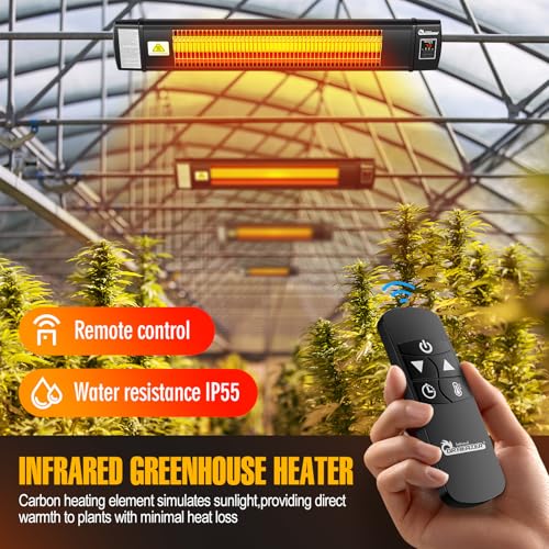 DR. INFRARED HEATER Portable Infrared Indoor and Outdoor Space Heater for Patio, Garage, Commercial & Residential With Remote Control, With Thermostat, Black - size: 34.6 Inches