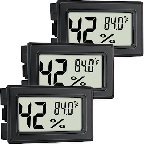 EWPJDK 3 Pack Mini Hygrometer Thermometer Indoor Humidity Meter Digital | Mini Digital Gauge for Humidors, Greenhouse, Garden, Cellar