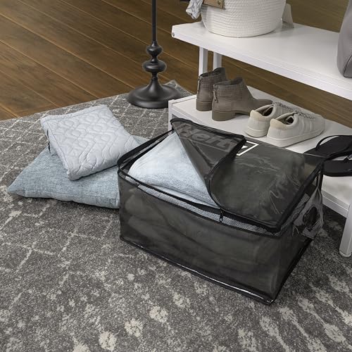 Hefty Large Flexible Tote with Breathable Mesh, Double Zipper, 2 Handles – Ideal for Moving or Clothes & Apparel Storage, Alternative to Plastic Bin, Organizer or Container – 2 Pack - size: 11 Gal - Standard