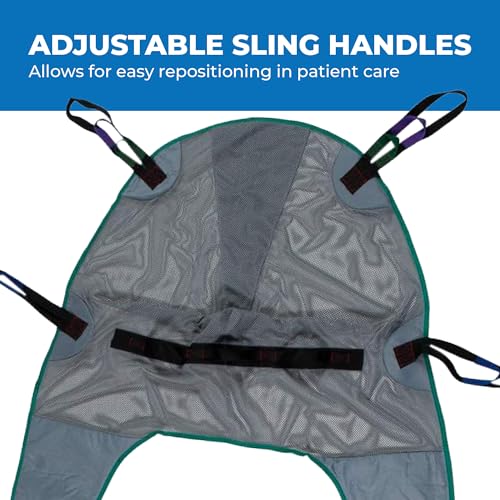Patient Aid Full Body Mesh Divided Leg Sling for for Hoyer Patient Lift | Holds up to 450 lb | Easy-to-Wash Mesh Fabric | Divided-Leg Design | Neck & Back Support | Hoyer Safe Lifting for Elderly - size: Large