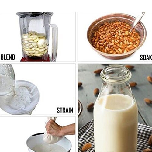 Premium Fine Mesh Food Grade Nut Milk Bag for Almond Milk/Soy Milk - Fine Mesh Nylon Cheesecloth & Cold Brew Coffee Filter, 9" x 12" (5)