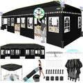 COBIZI 10x30 Pop Up Canopy with Sidewalls, One Push Easy Setup, Black | Canopy UPF 50+ Waterproof Gazebo Party Tents for Parties, Backyard, Commercial Event - color: Black(1-year warranty), size: 10x30 with Sidewalls