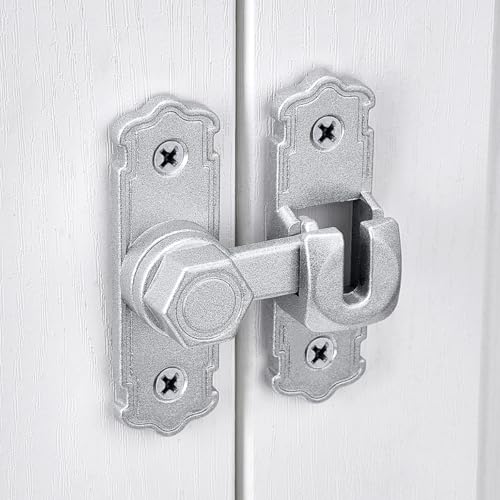 Silvery Aluminum Alloy 90/180 Degree Gate Lock,Barn Door Latches | Flip Gate Latches,Right Angle Door Lock Latch,Sliding Door Latches,for bedroom,garage,window,pet enclosures,drawer,cabinet - color: Silvery