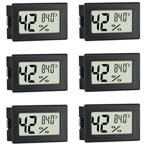 EWPJDK 6 Pack Mini Hygrometer Thermometer Indoor Humidity Meter Digital | Mini Digital Gauge for Humidors, Greenhouse, Garden, Cellar