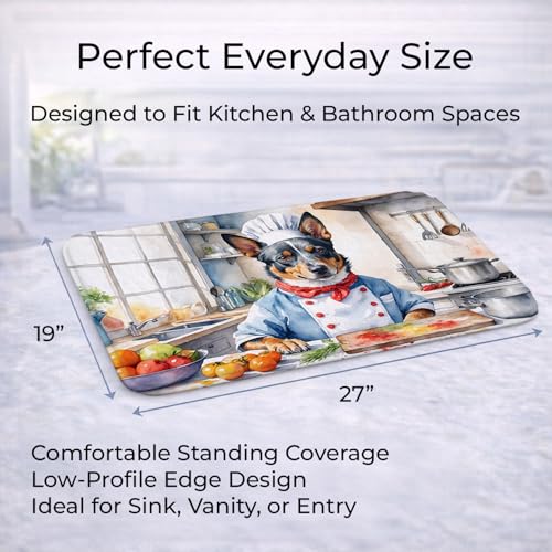 Caroline's Treasures Australian Cattle Dog The Chef Memory Foam Kitchen Mat Machine Washable Anti-Fatigue Mat Cushion Comfort Bath Mat or Kitchen Rug - color: Australian Cattle Dog 6192