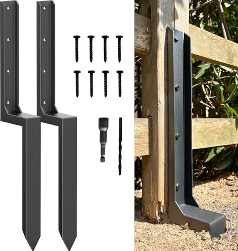 33.62" Fence Post Repair Kit, Fix Broken 4x4/6x6 Wood Post 2Pack | Heavy Duty Anchor Ground Stakes, Thickened 11-Gauge, Heavier at 5.47lb, One-Piece, MUSE Award, Easy Install, Powerful Support - size: AS1-U 2Pack 33.62x4.7x2"