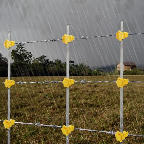Cididu 50 Pack Electric Fence Insulators, Screw Tight Round Post Insulator, Electric Fence Wire Insulators for Round Pipe, Post Clips Insulators for Farm Animal Agricultural Fence