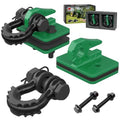 Tractor Bucket Grab Hook with 5/8" D-Ring Shackle Combo, Bolt-On Tow Hook and D-Ring Shackle, Matching Backing Plate, Rubber Gaskets & Isolators, 20000LBS Breaking Strength, 2 Set, Green&Black - color: Dark Green&Black