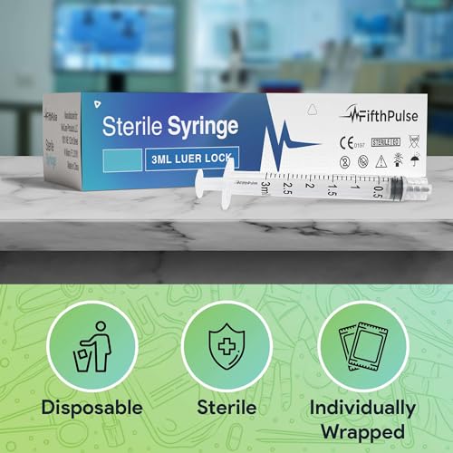 3 ml Syringe without Needle - 25 Pack of Individually Wrapped Disposable Syringes - Good for Medical, Scientific Lab, Home Use, and More - Sterile Luer Lock Syringes - style: 3 ML