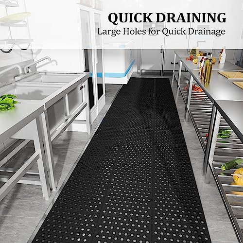 ROVSUN Rubber Floor Mat with Holes, 3x20 FT Hollow Large Mat Roll, Anti-Fatigue/Non-Slip Drainage Mat, for Industrial Kitchen Restaurant Bar Bathroom, Indoor/Outdoor Cushion (2 Packs) - size: 36x236 in.(3x20 ft)