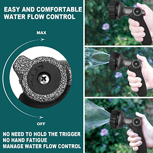 GREEN MOUNT Garden Hose Nozzle, Water Hose Spray Nozzle with Thumb Control On Off Valve for Easy Water Flow Control, Black-grey - color: Black-grey