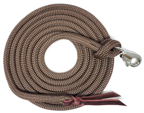 14FT Lead Rope with NP Snap - color: Brown, size: 14 ft. Nickel Trigger Snap